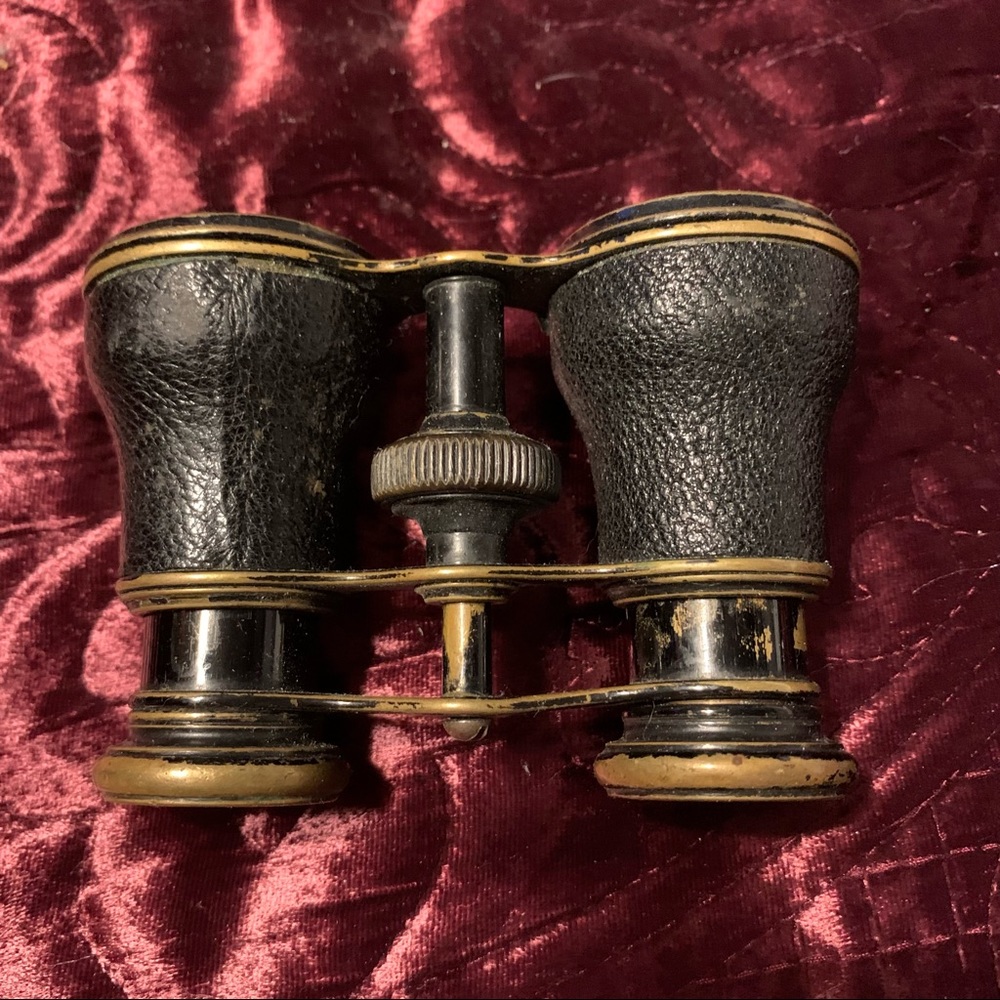 Antique Brass & Leather Opera Glasses